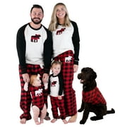 LAZY ONE LazyOne Matching Family Pajama Sets for Adults, Teens, and Kids (Moose Plaid, 12 MO)