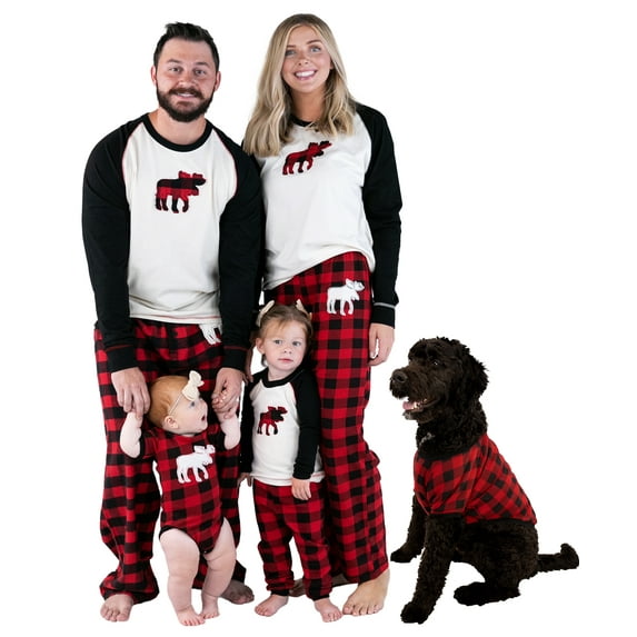 LazyOne Matching Family Pajama Sets for Adults, Teens, and Kids (Moose Plaid, Medium)