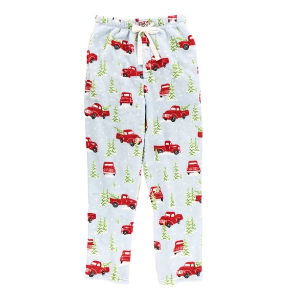 LazyOne Men's Fleece Pajama Pants, Nordic Pajama Bottoms for Men, Christmas (Red Truck, Medium)