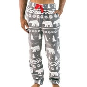 LazyOne Mens Fleece Pajama Pants, Nordic Pajama Bottoms for Men, Winter Nordic Bear, LARGE