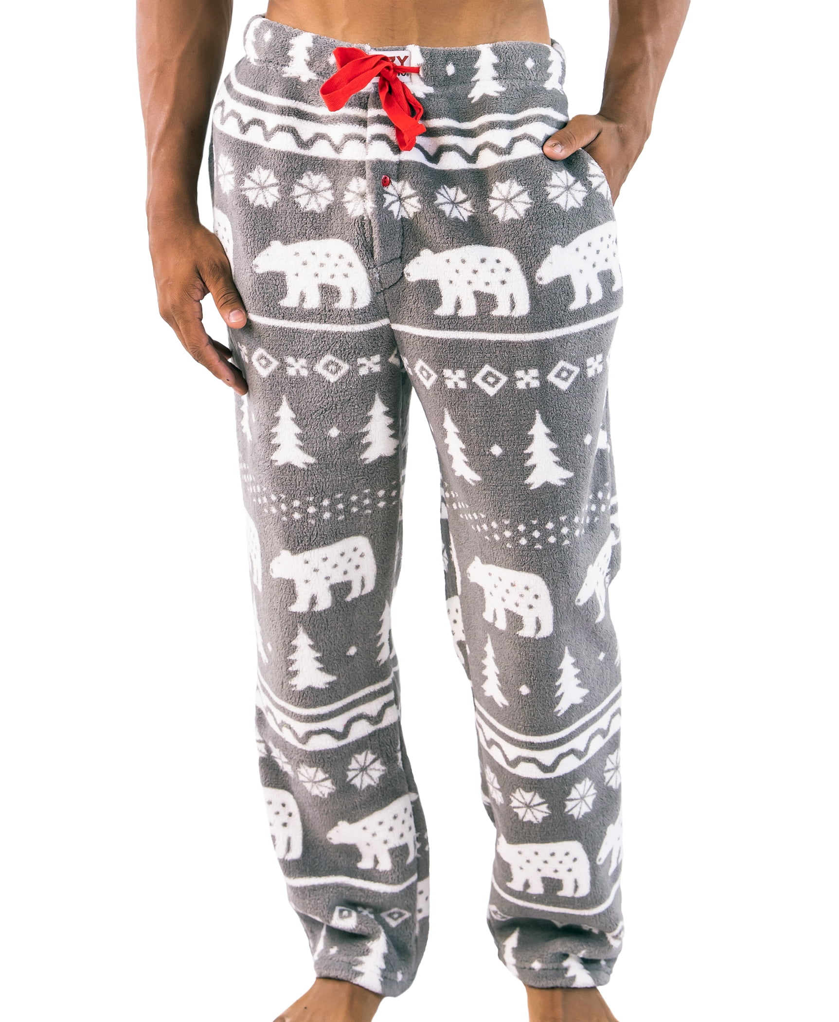 LazyOne Men's Fleece Pajama Pants, Nordic Pajama Bottoms for Men, Winter (Nordic Bear, XLARGE