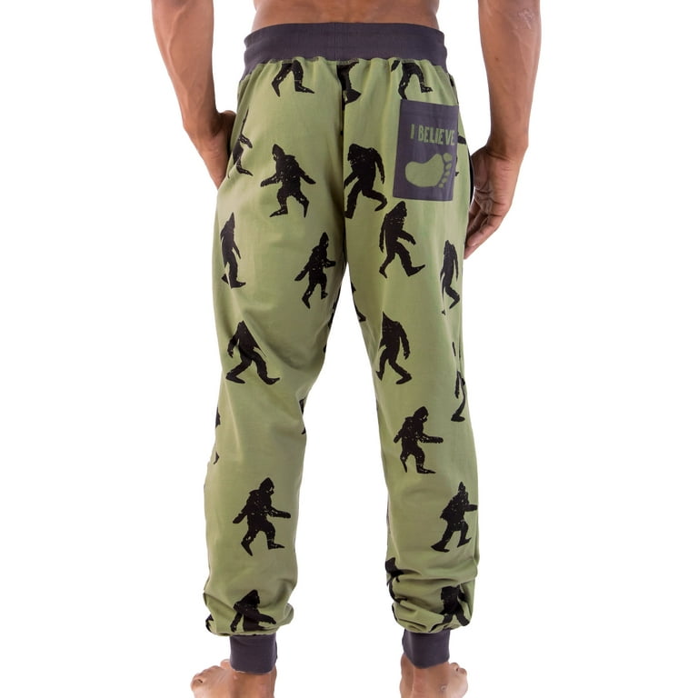 LazyOne Men's Jogger Sweatpants, Cozy, Warm, Pockets, Bigfoot, Mythical  (Large) 