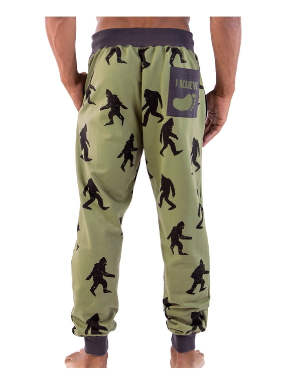 LazyOne Men's Jogger Sweatpants, Cozy, Warm, Pockets, Bigfoot, Mythical (Large)