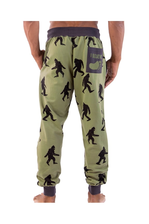 LazyOne Men's Jogger Sweatpants, Cozy, Warm, Pockets, Bigfoot, Mythical (Large)