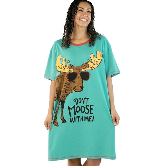 LazyOne Nightshirts for Women, Animal Designs Sleepshirt (Don't Moose, One Size)