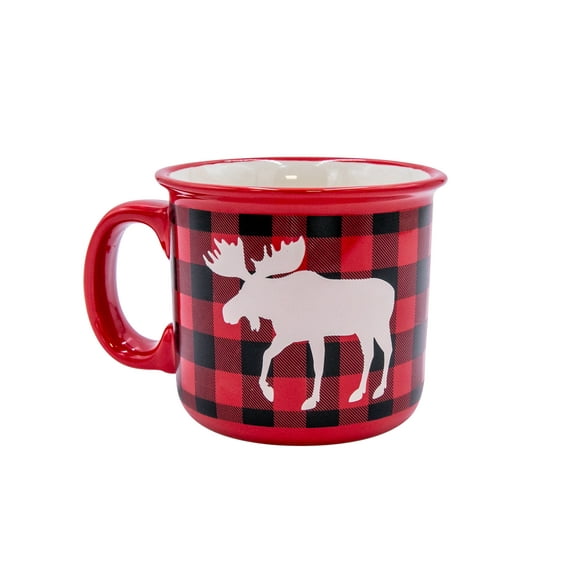 LazyOne Novelty Mugs, Ceramic Gift Mug for Family, Friends, or Coworkers (Moose Plaid)