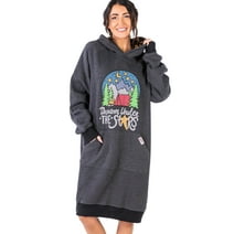 LazyOne Oversized Hoodie Sweatshirt, Comfortable Loungewear, Camping (Dream Under Stars, S/M)