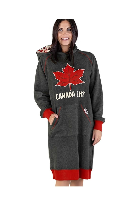 LazyOne Oversized Hoodie Sweatshirt, Comfortable Loungewear (Canada Eh?, L/XL)