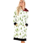 LazyOne Oversized Hoodie Sweatshirt, Comfortable Loungewear, Forest Evergreen Plaid, L/XL