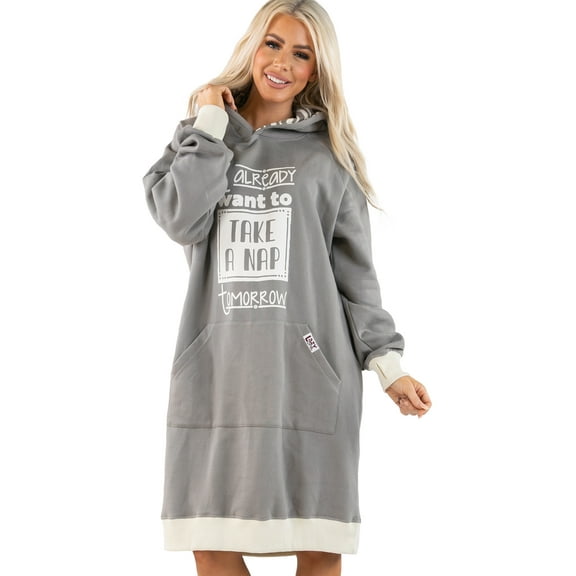 LazyOne Oversized Hoodie Sweatshirt, Comfortable Loungewear (Take A Nap, S/M)