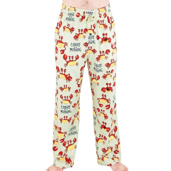 LazyOne Pajama Pants for Men, Male Pajamas, Crabby in the Morning, Small