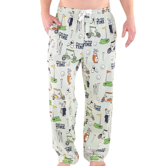 Lazy One Men's Novelty Pajama Pants – Funny Cotton Sleep Pants with Elastic Waistband & Pockets, Par-Tee Golf, X-large