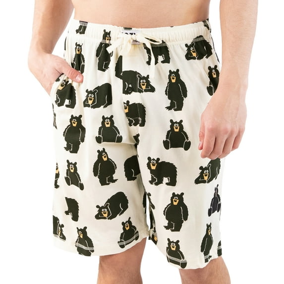 LazyOne Pajama Shorts For Men, Men's Separate Bottoms, Cotton Loungewear, Animal (Papa Bear, Large)