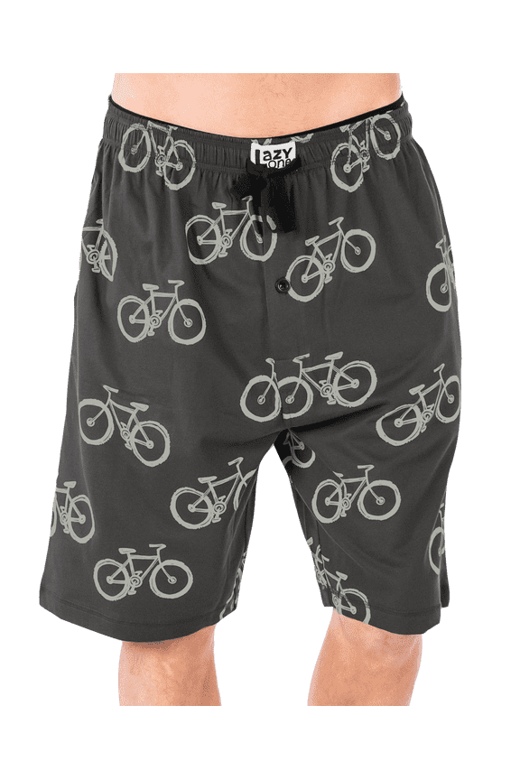 LazyOne Bike Men's Pajama Shorts – Funny Bike Cotton Pajama Shorts for Men, Mens Sleep Shorts with Pockets (S)