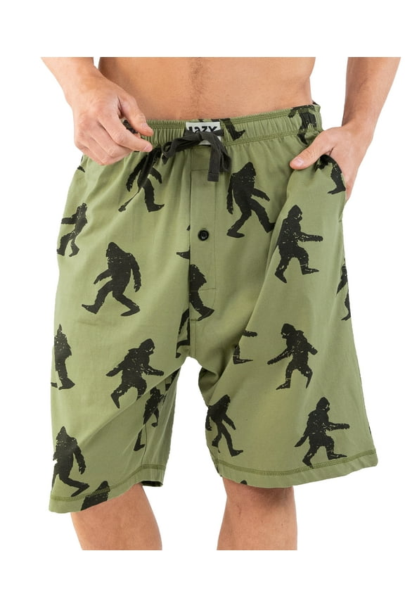 LazyOne Pajama Shorts For Men, Men's Separate Bottoms, Cotton Loungewear, Mythical, Creature (Bigfoot, Medium)