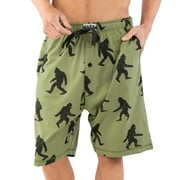 LazyOne Bigfoot Mens Pajama Shorts   Funny Sasquatch Cotton Pajama Shorts for Men, Mens Sleep Shorts with Pockets M