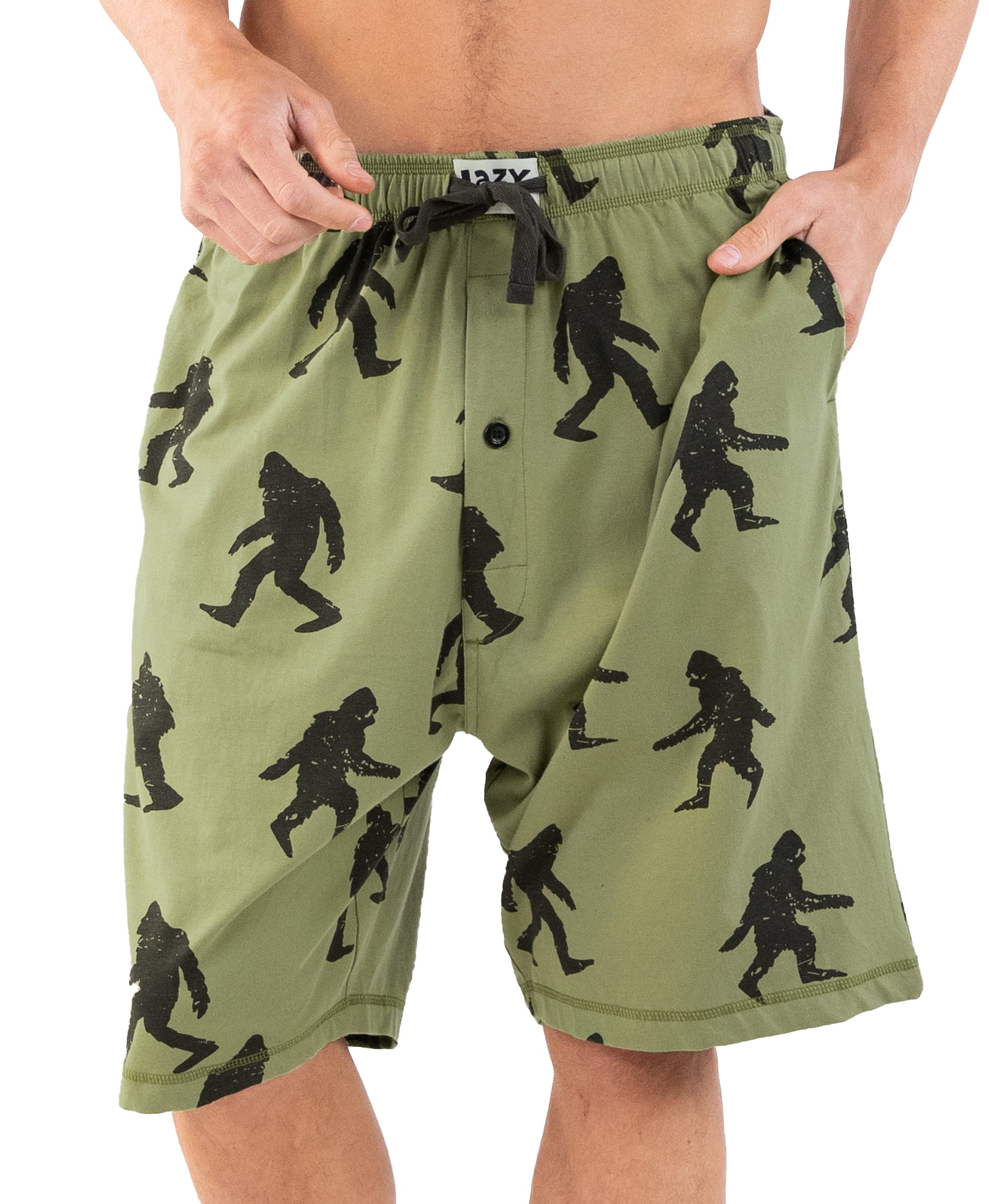 LazyOne Pajama Shorts for Men, Bigfoot, Cotton Sleepwear, Medium
