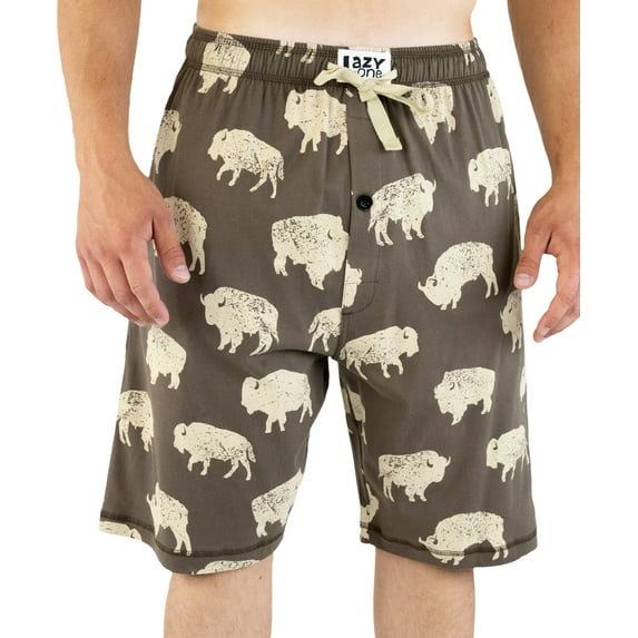 LazyOne Pajama Shorts for Men, Buffalo, Cotton Sleepwear, Medium
