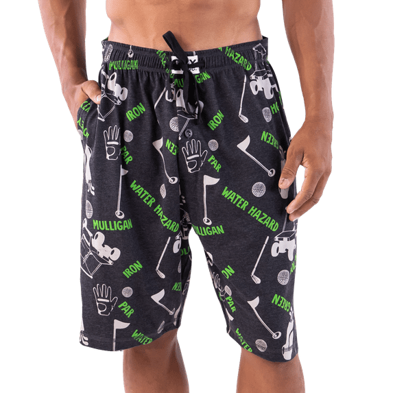 LazyOne Pajama Shorts For Men, Men's Separate Bottoms, Cotton Loungewear, Golf, Mulligan, Caddy, Birdie, Bogey (Golfers, Small)