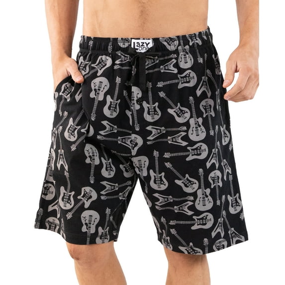 LazyOne Pajama Shorts For Men, Men's Separate Bottoms, Cotton Loungewear (Guitar, Large)