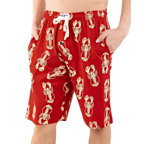 LazyOne Pajama Shorts For Men, Men's Separate Bottoms, Cotton Loungewear, Crustacean, Animal, Ocean (Lobster, Small)