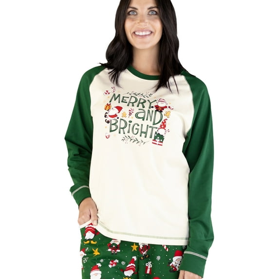 LazyOne Pajamas for Women, Cute Pajama Pants and Long Sleeve Top Separates, Christmas Gnome, Small