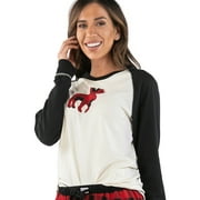 LAZY ONE LazyOne Pajamas for Women, Cute Pajama Pants and Long Sleeve Top Separates, Moose Plaid, Large