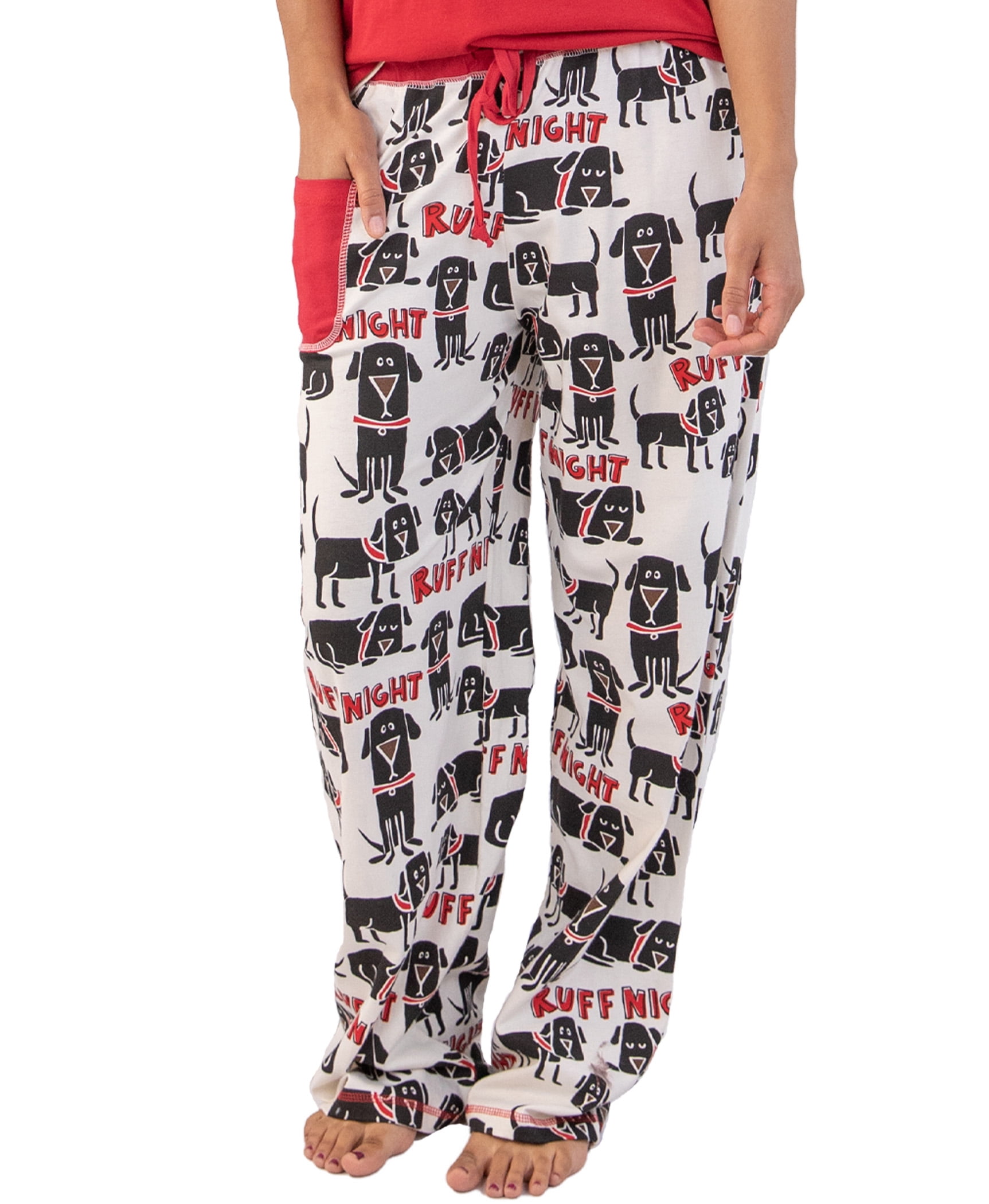 LazyOne Pajamas for Women, Cute Pajama Pants and Top Separates, Dog, Rough  Night, Medium 