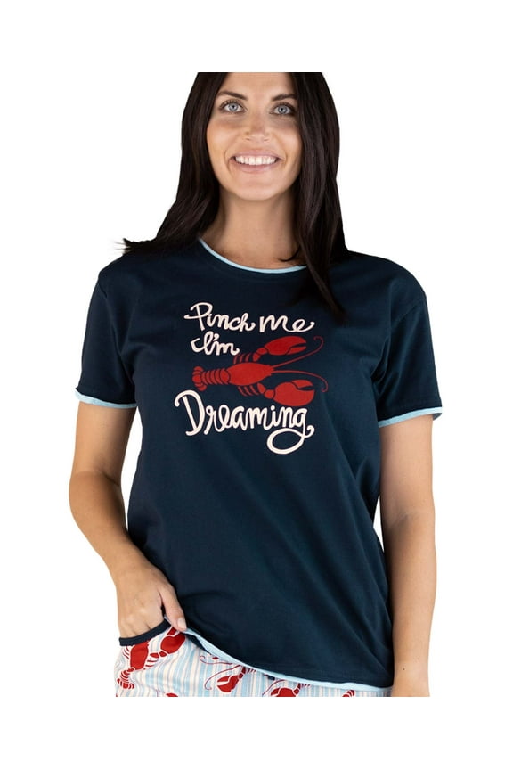 LazyOne Pajamas for Women, Cute Pajama Pants and Top Separates, Lobster Stripe, X-small