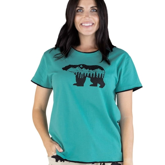 LazyOne Pajamas for Women, Cute Pajama Pants and Top Separates, Mountain Bear, Forest, (Small)