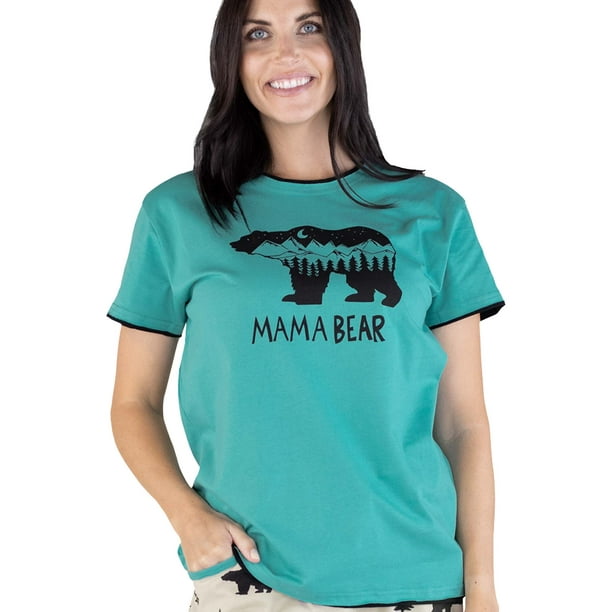 LazyOne Pajamas for Women Cute Pajama Pants and Top Separates Mountain Bear Mama Bear X Large
