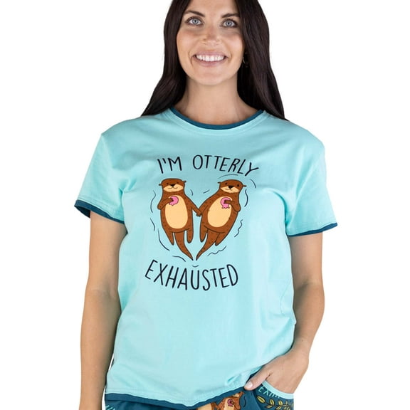LazyOne Pajamas for Women, Cute Pajama Pants and Top Separates, Otterly Exhausted, X-large