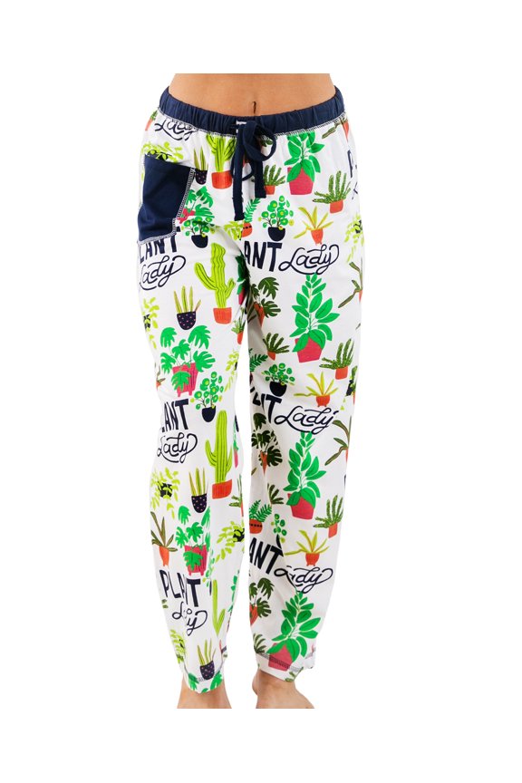 LazyOne Pajamas for Women, Cute Pajama Pants and Top Separates, Plant Lady, Succulets, Large