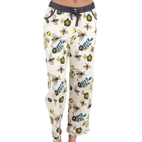 LazyOne Pajamas for Women, Cute Pajama Pants and Top Separates, Queen Bee, Flowers, Large