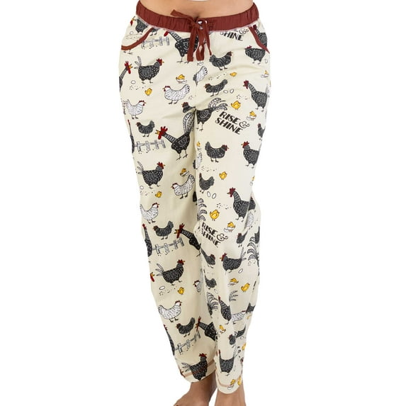 LazyOne Pajamas for Women, Cute Pajama Pants and Top Separates, Rise & Shine, Chicken, Large