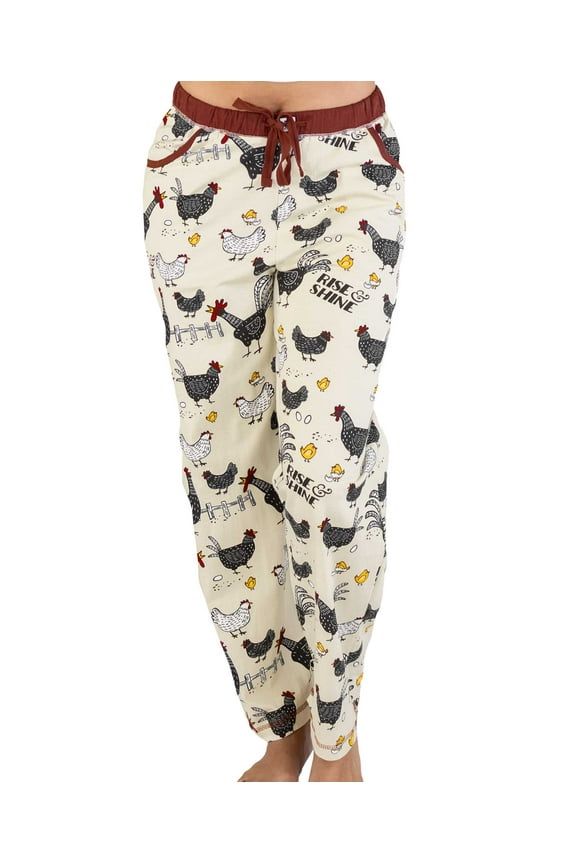 LazyOne Pajamas for Women, Cute Pajama Pants and Top Separates, Rise & Shine, Chicken, Small
