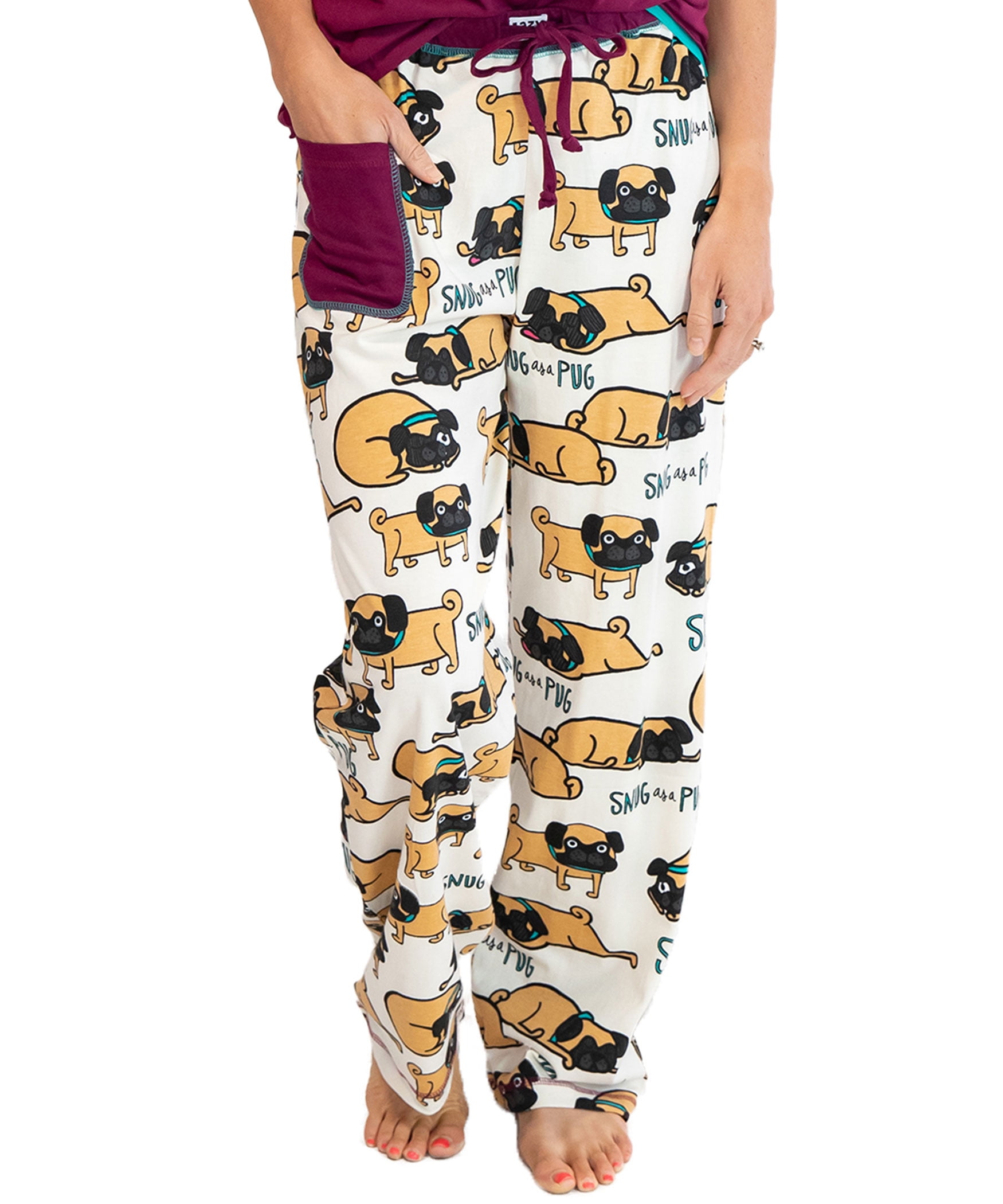 LazyOne Pajamas for Women, Cute Pajama Pants and Top Separates, Snug Pug,  Medium