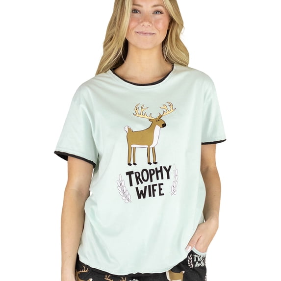 LazyOne Pajamas for Women, Cute Pajama Pants and Top Separates, Trophy Wife, Deer, Large