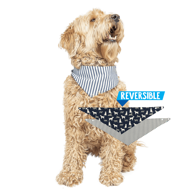 LazyOne Reversible Dog Bandana Cute Accessories for Pets Stripes Medium Large Labs
