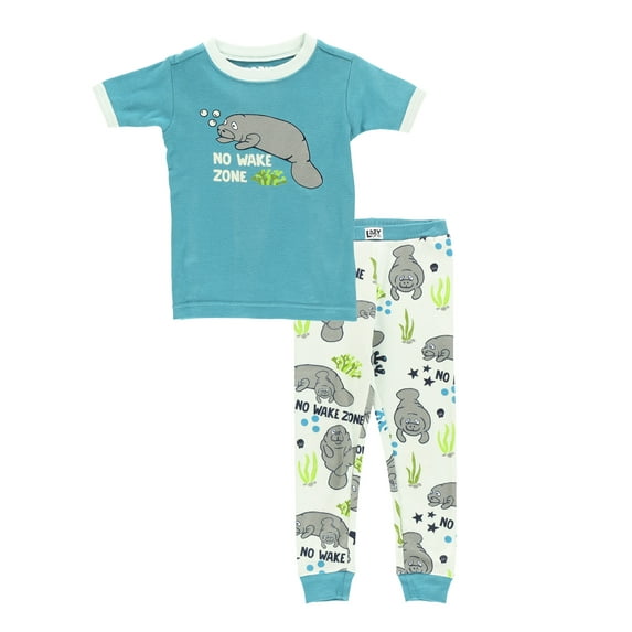 LazyOne Short-Sleeve PJ Sets for Girls and Boys, Manatee, Funny Animal Kids' Pajama Sets
