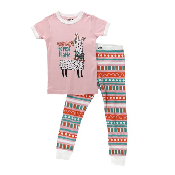 LazyOne Short-Sleeve PJ Sets for Girls and Boys, No Prob-llama, Funny Animal Kids' Pajama Sets