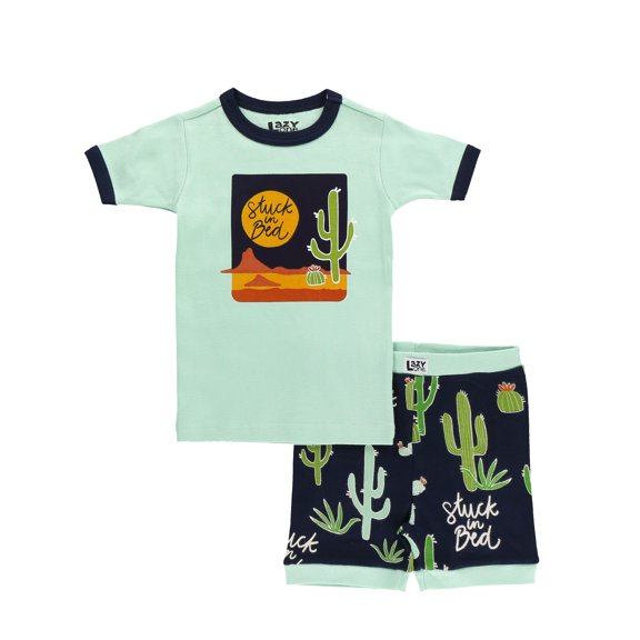 LazyOne Short-Sleeve Summer Pajama Sets for Girls and Boys, Unisex, Cactus