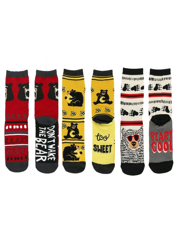 LazyOne Sock Bundle, Bear Emotions Socks, Women's Sizes 5.5-9.5, Men's Sizes 4.5-7.5