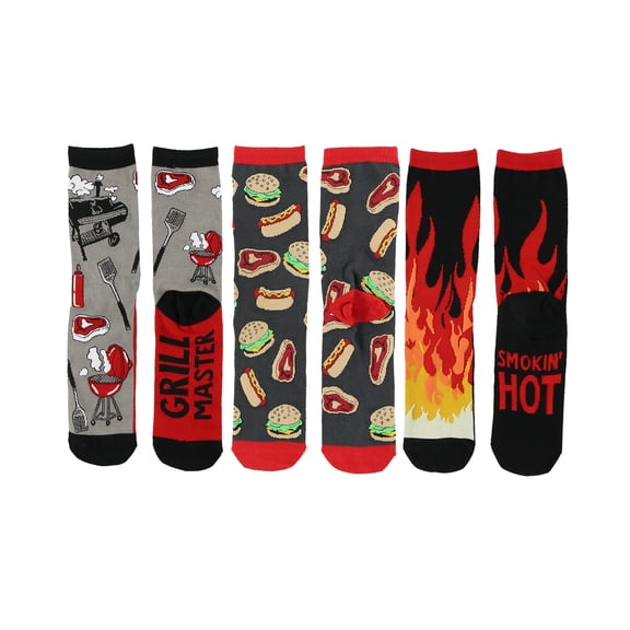 LazyOne Sock Bundle, Grillin' Socks, Women's Sizes 10-12.5, Men's Sizes 8-12