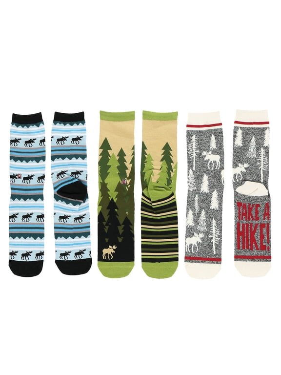 LazyOne Sock Bundle, Outdoor Moose Socks, Women's Sizes 10-12.5, Men's Sizes 8-12