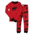 thumbnail image 1 of LazyOne Warm Long-Sleeve PJ Sets for Girls and Boys, Classic Moose, Funny Animal Kids' Pajama Sets, 1 of 7