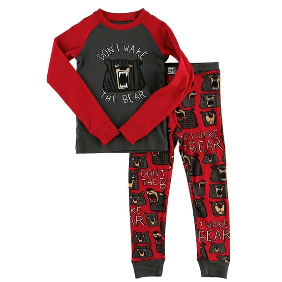 LazyOne Warm Long-Sleeve PJ Sets for Girls and Boys, Don't Wake The Bear, Funny Animal Kids' Pajama Sets