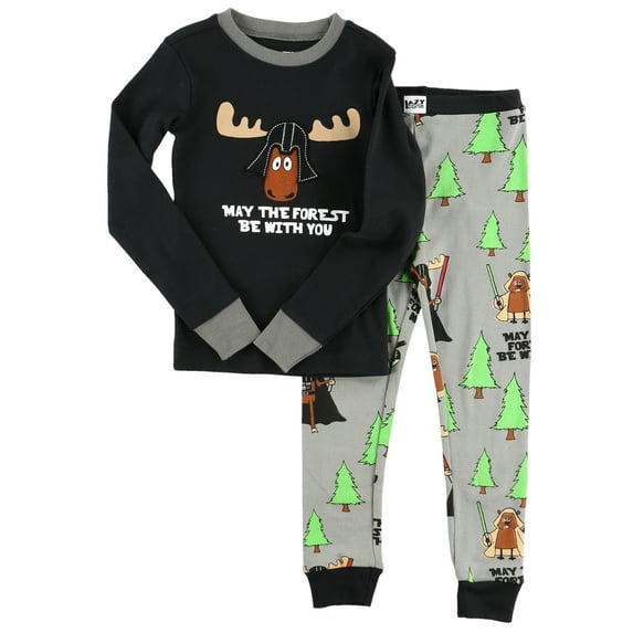 LazyOne Warm Long-Sleeve PJ Sets for Girls and Boys, Forest Be With You, Funny Animal Kids' Pajama Sets
