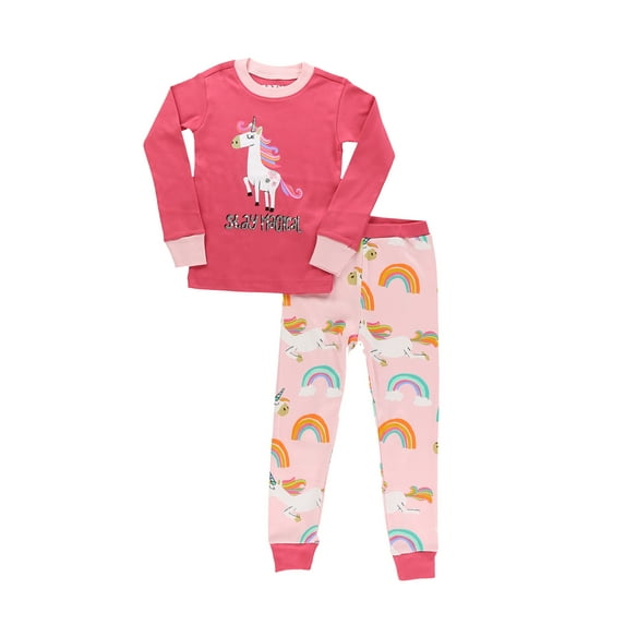 LazyOne Warm Long-Sleeve PJ Sets for Girls and Boys, Magical Unicorn, Funny Animal Kids' Pajama Sets