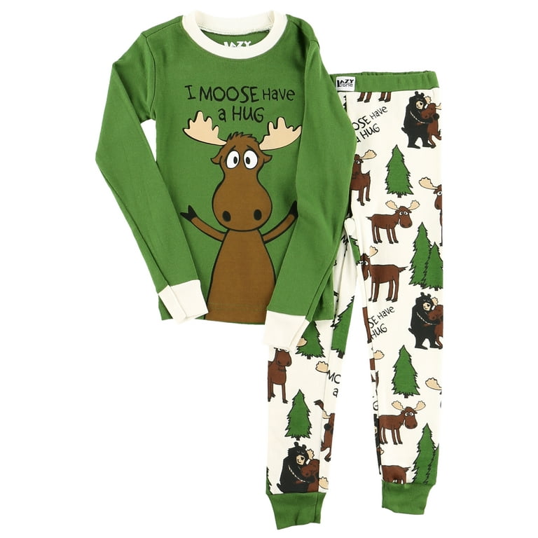 Long Sleeve PJ Set - Moose on Green Long Sleeve PJ Set - Moose on Green
